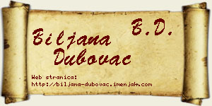 Biljana Dubovac vizit kartica